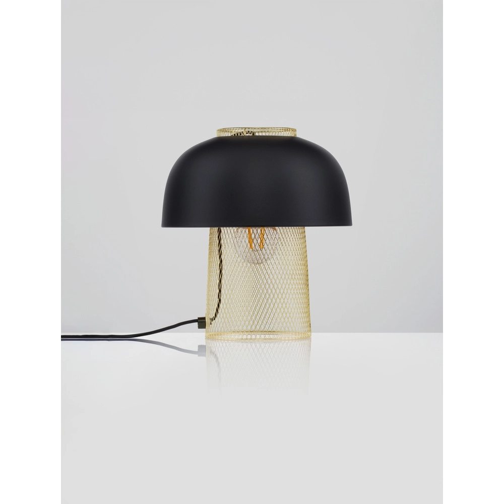 Tischlampe Sqube schwarz mit gold Lyora 5212017454782