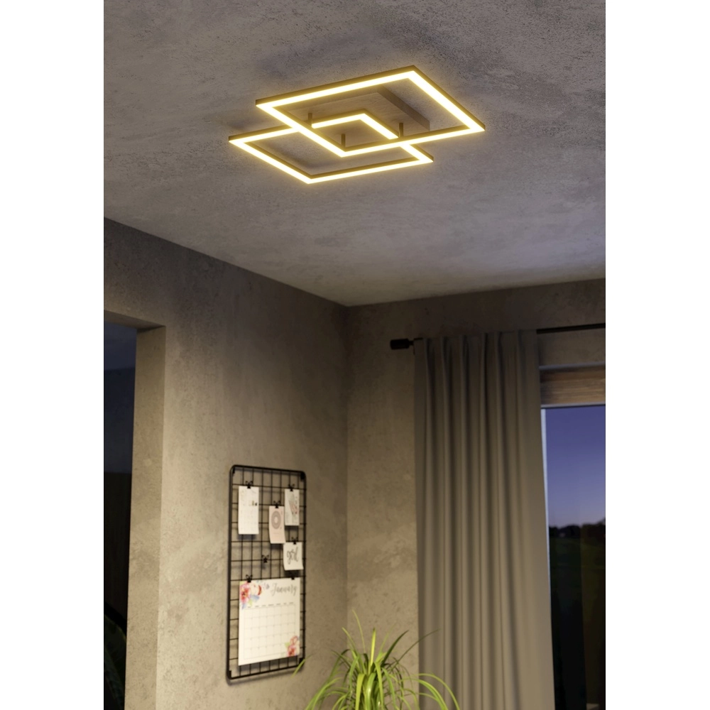 Zigbee-Deckenlampe Lomaltas-Z Schwarz mit Holzoptik – quadratisch Eglo 9008606327904