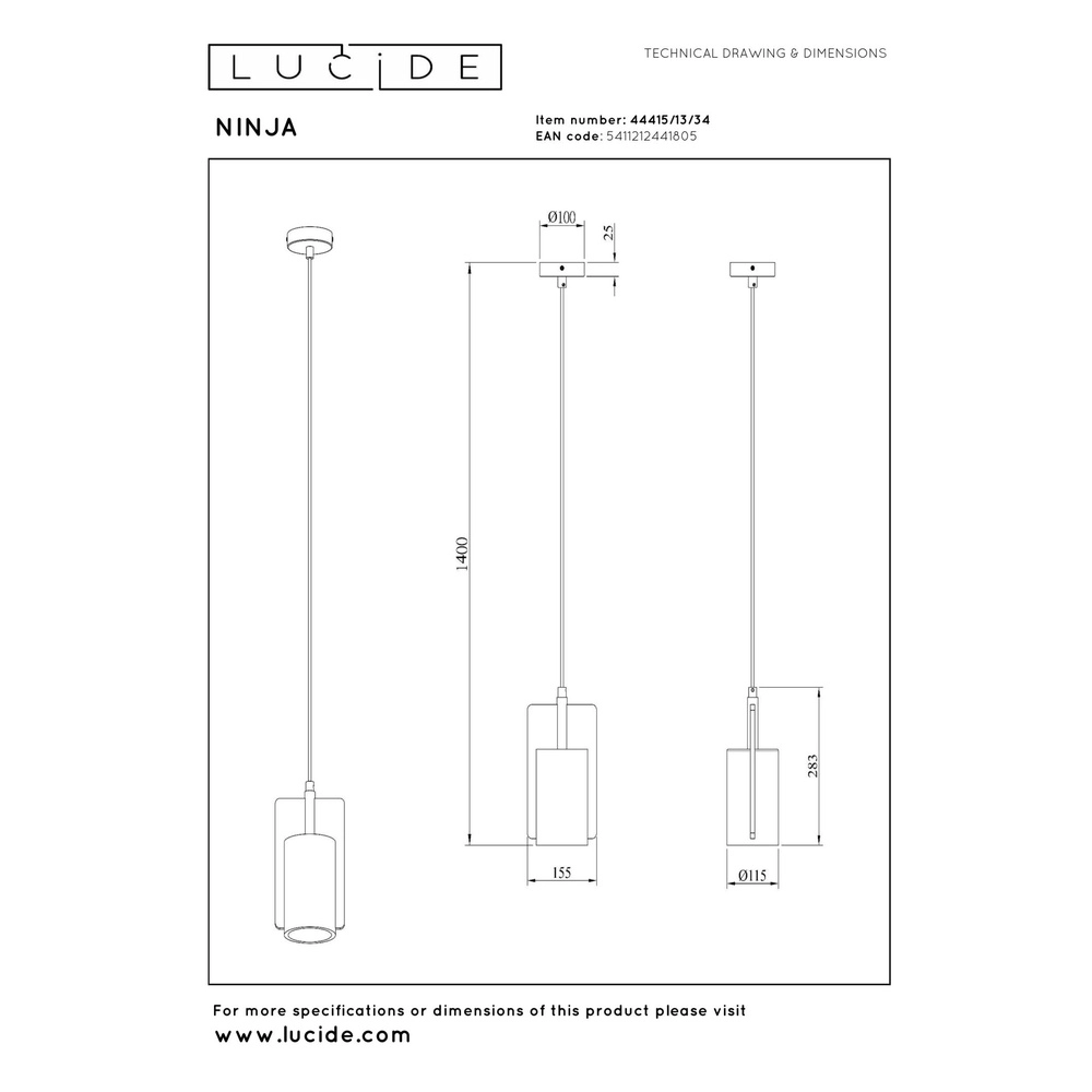Design-Pendellampe Ninja Gelb Lucide 5411212441805