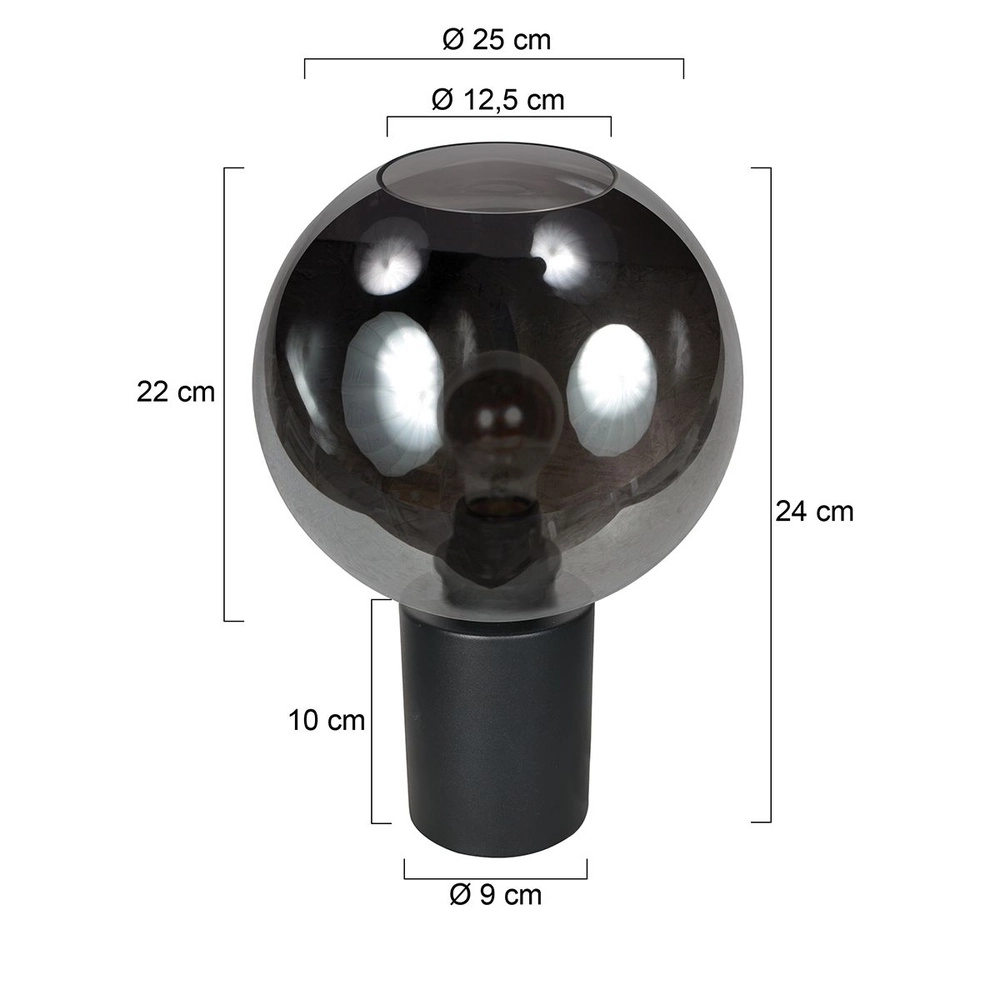 Tischlampe Bloeba Kugel Rauchglas Ø 25cm Steinhauer 8712746181166