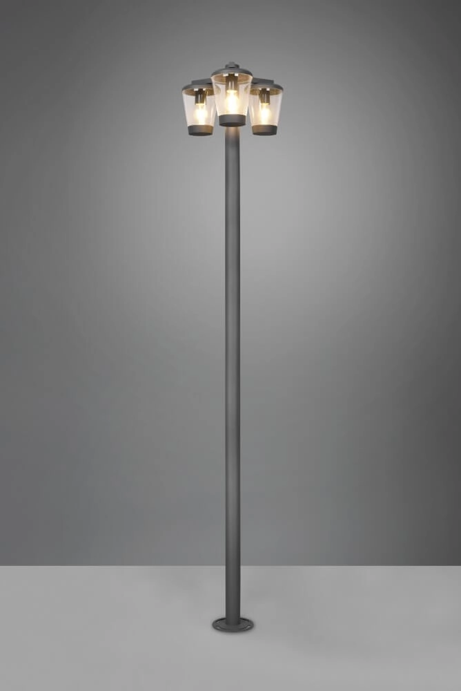 Gartenlaterne Cavado 3-flammig, 220 cm, Anthrazit Trio 4017807506228