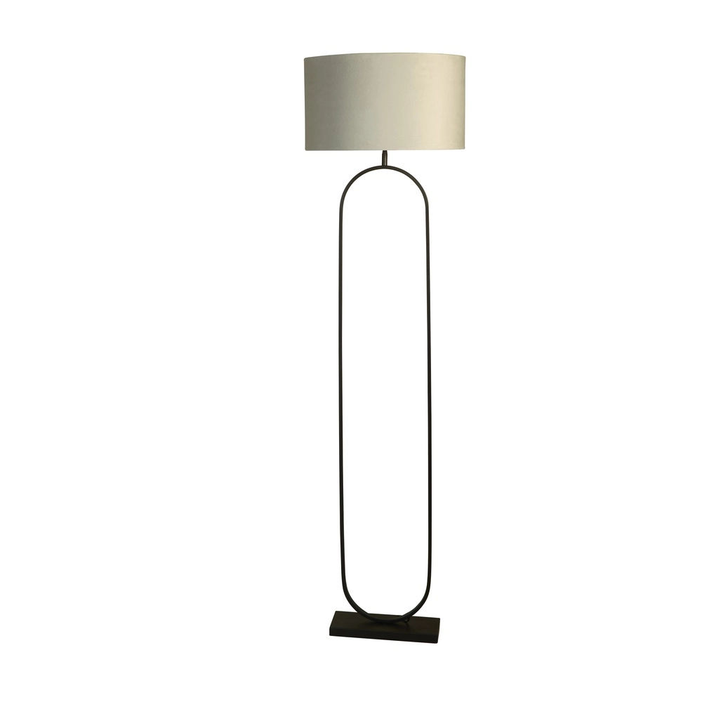 Stehlampe Modish schwarz mit grauer Kapuze