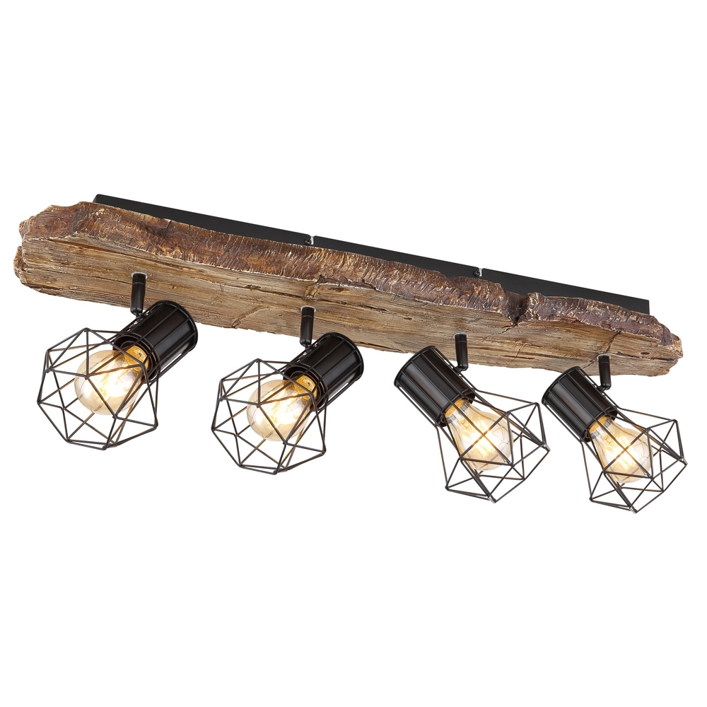 Deckenlampe Priska 4-hell schwarz mit Holz