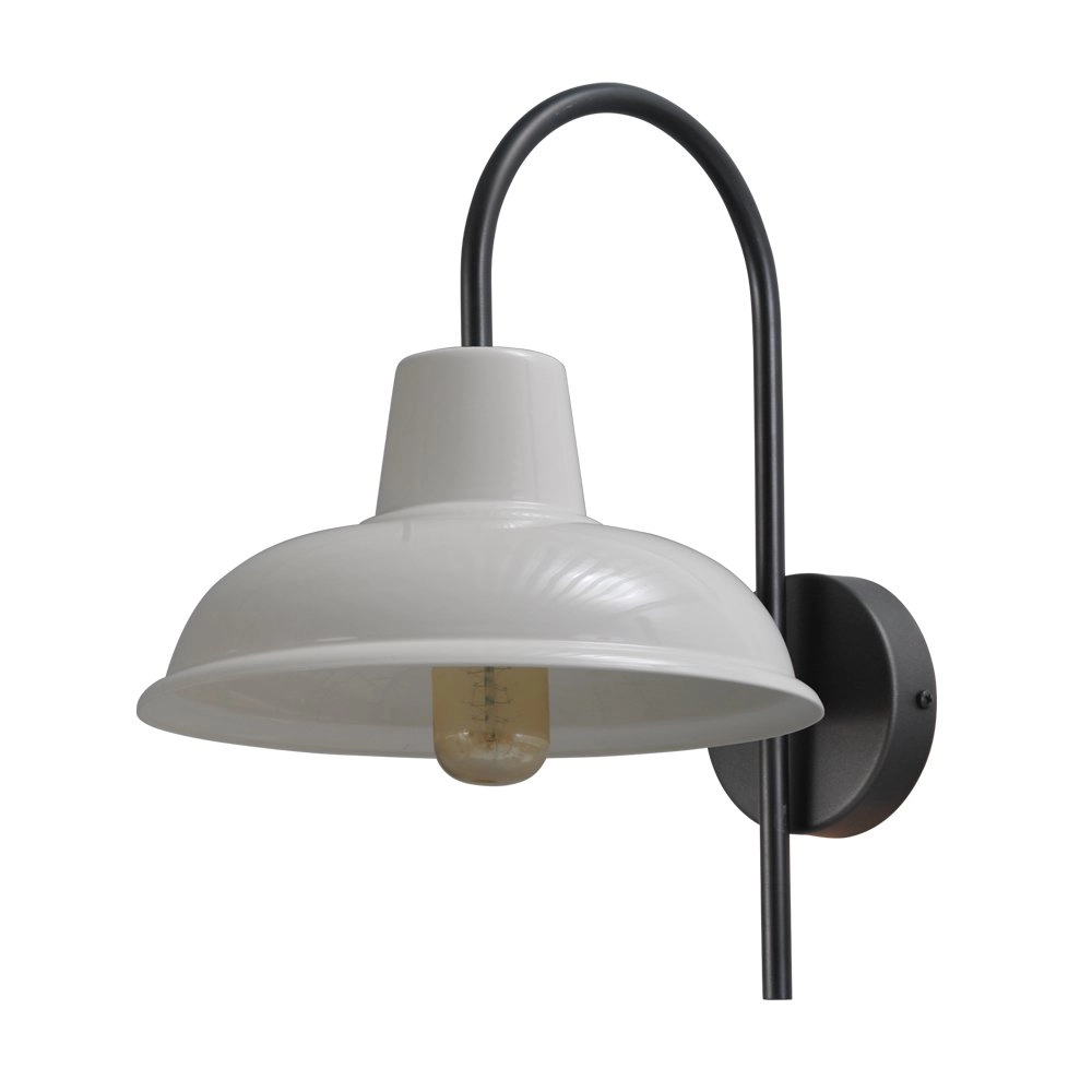 Wandlampe Industria 33 cm schwarz mit weißer Kapuze