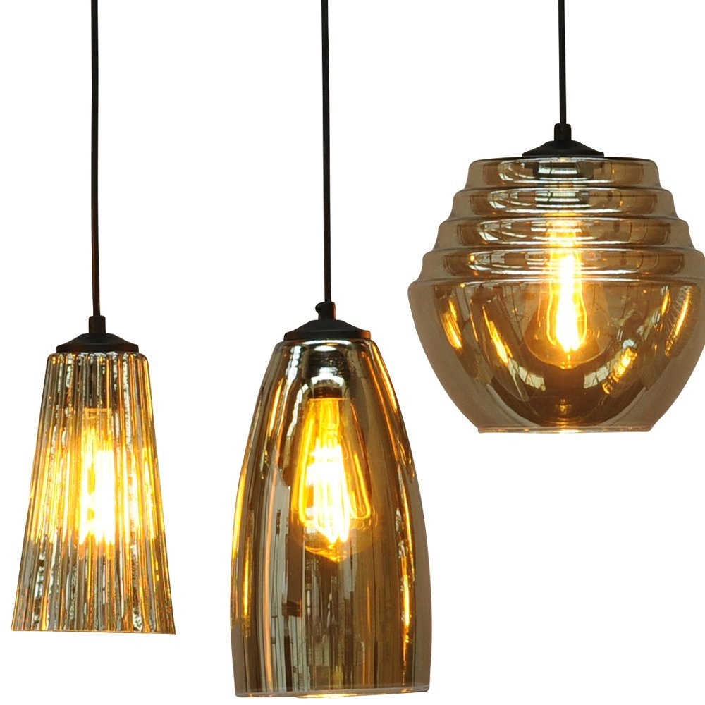 8-Birnen-Pendelleuchte Quinto 8 schwarz mit Rauchglas Masterlight 8718121216584