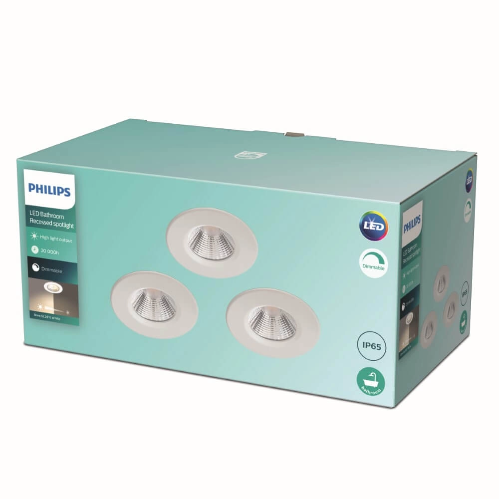 LED-Spots Dive (3x) 3x6W - 2700k - 8,5 cm weiß Philips 8718699756048
