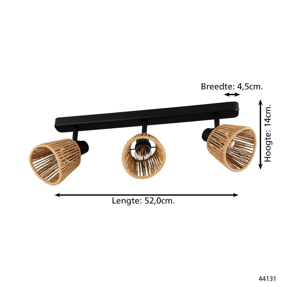 Deckenlampe Keelby Rattan 3-flammig Eglo 9008606359646