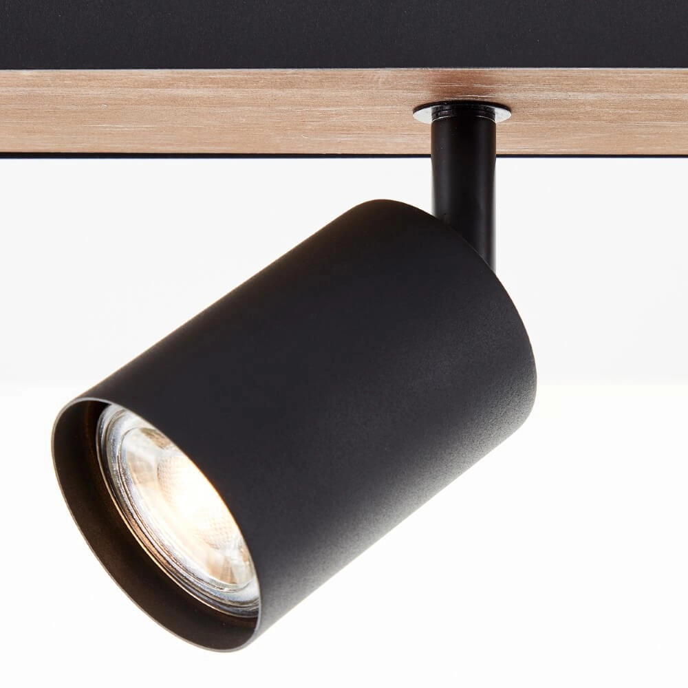 4-flammige Lampe Jello Wood schwarz mit Holz Brilliant 4004353428401