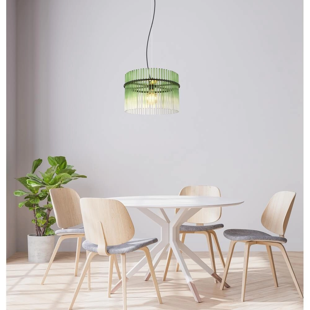 Schwarze Pendelleuchte Gorley mit grünem Glas Ø 40cm Globo 9007371471973
