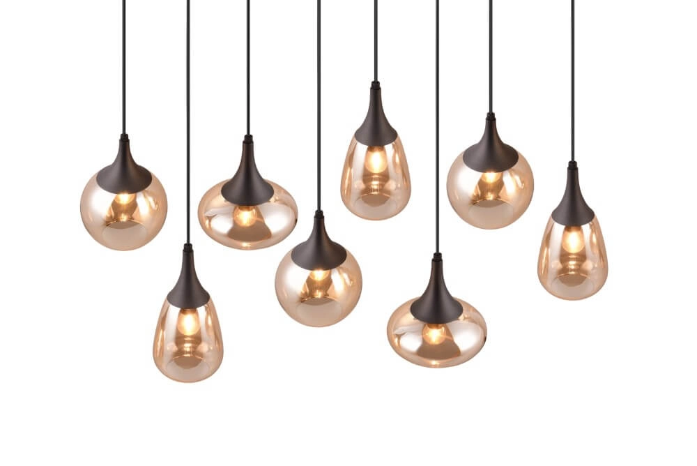 Hängelampe mit 8 Leuchten Lumina mit Braunglas Trio 4017807577679