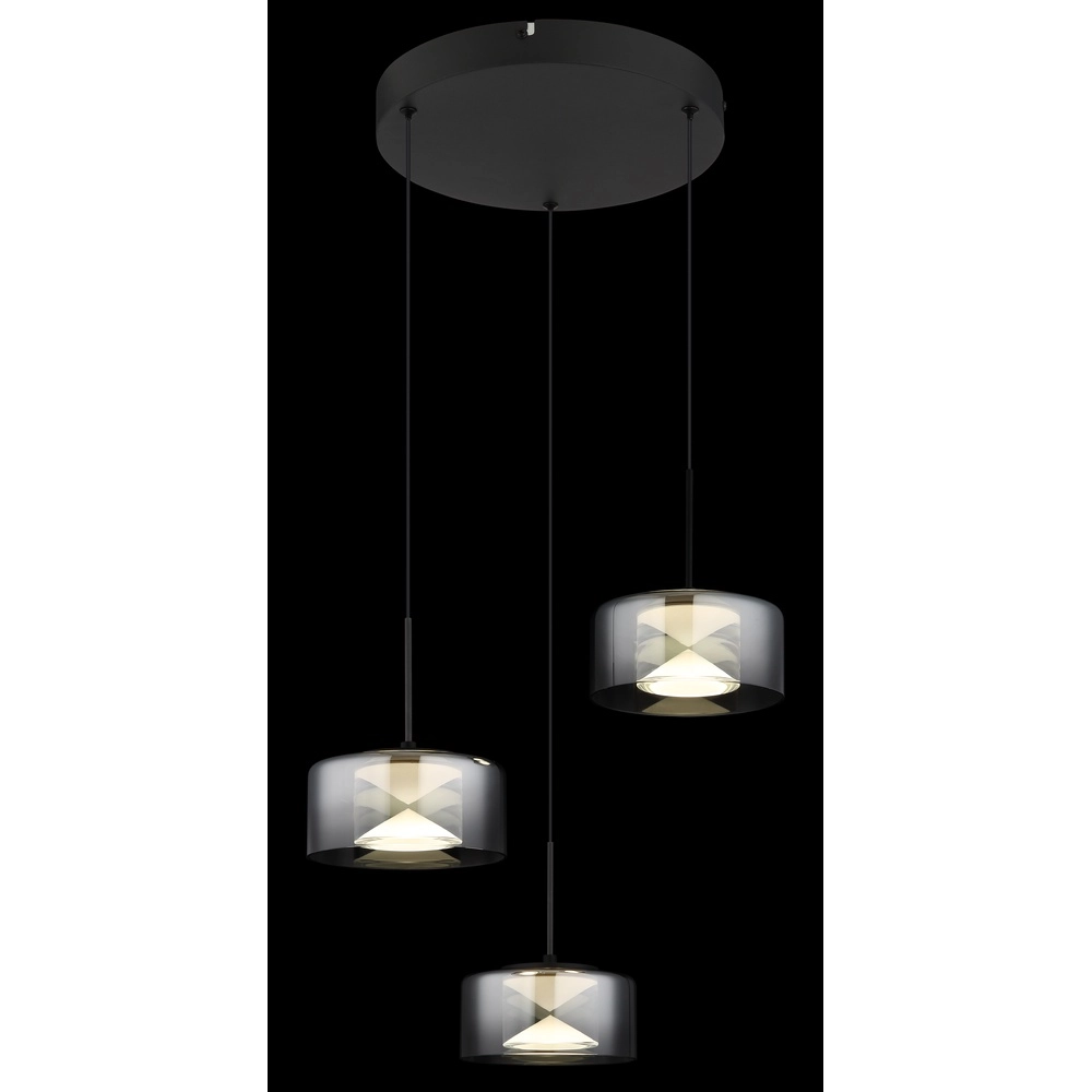 Design-Pendellampe Belinda 3-Licht Schwarz Globo 9007371531318