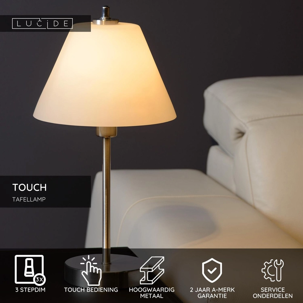 Tischlampe Touch Chrom Lucide 5411212123329