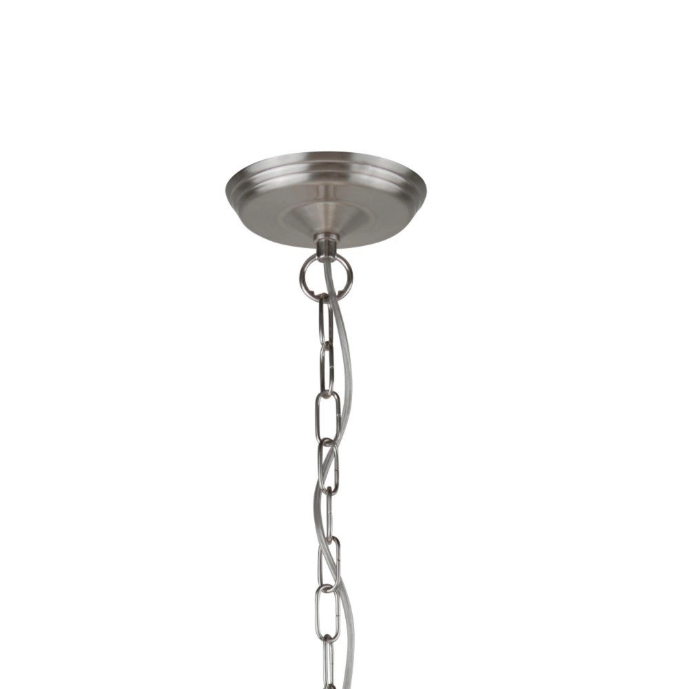 Hängelampe School House Ø 30 cm Matt silber mit weiß Searchlight 5053423137605