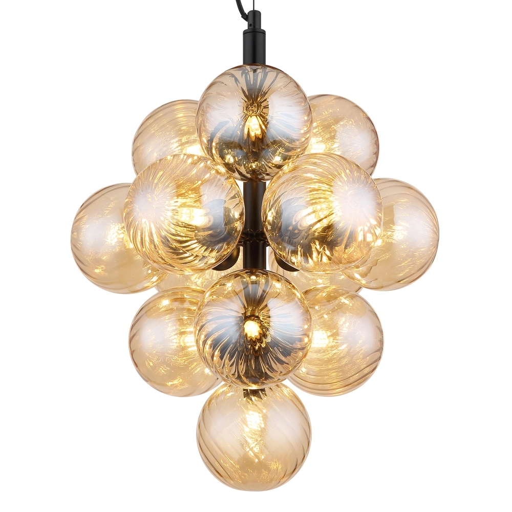 Schwarze Pendellampe Conor mit Bernsteinglas Globo 9007371509188