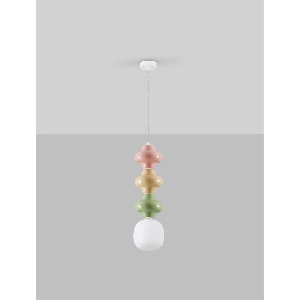 Pendelleuchte Clio L weißes Glas mit farbiger Keramik Lyora 5212017461315