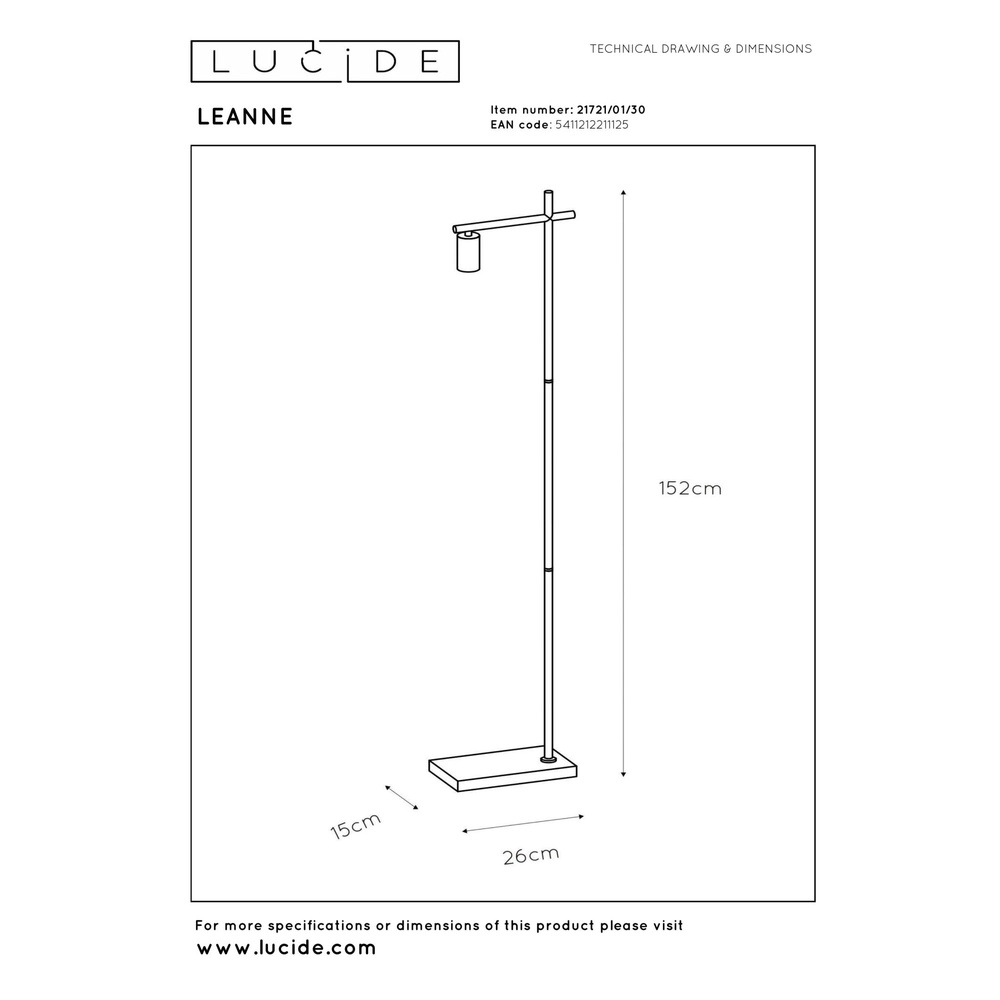 Stehlampe Leanne Schwarz Lucide 5411212211125