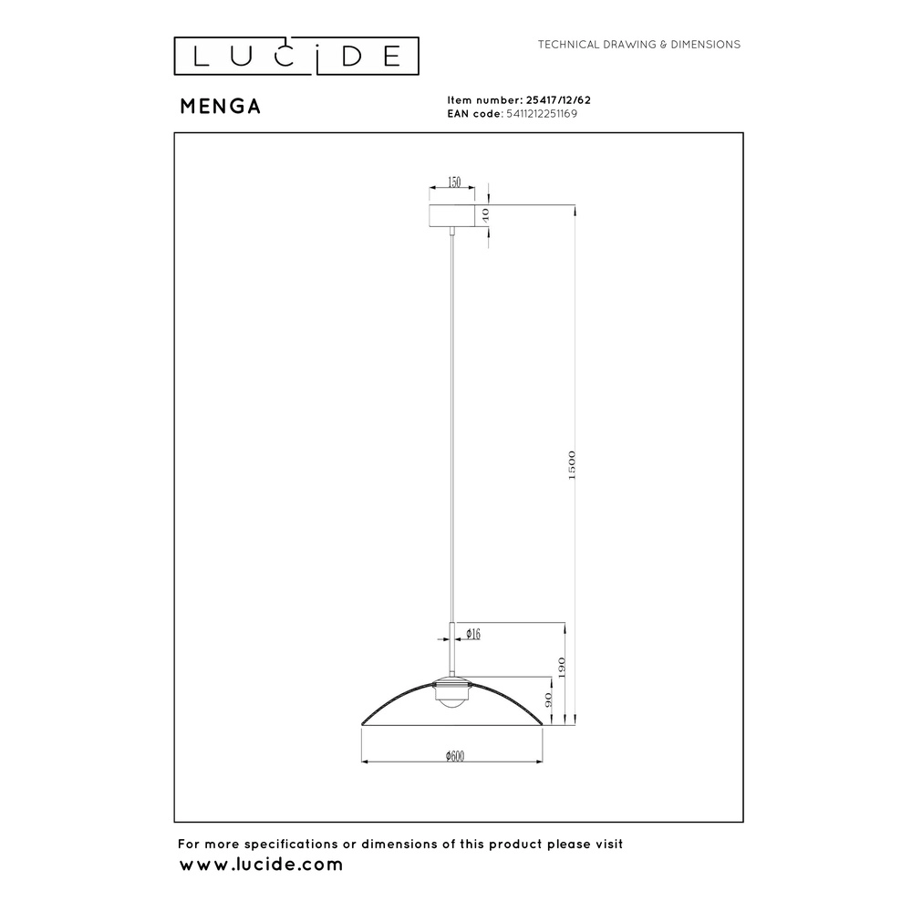 Elegante Pendellampe Menga Ø 60cm Bernsteinglas Premium by Lucide 5411212251169