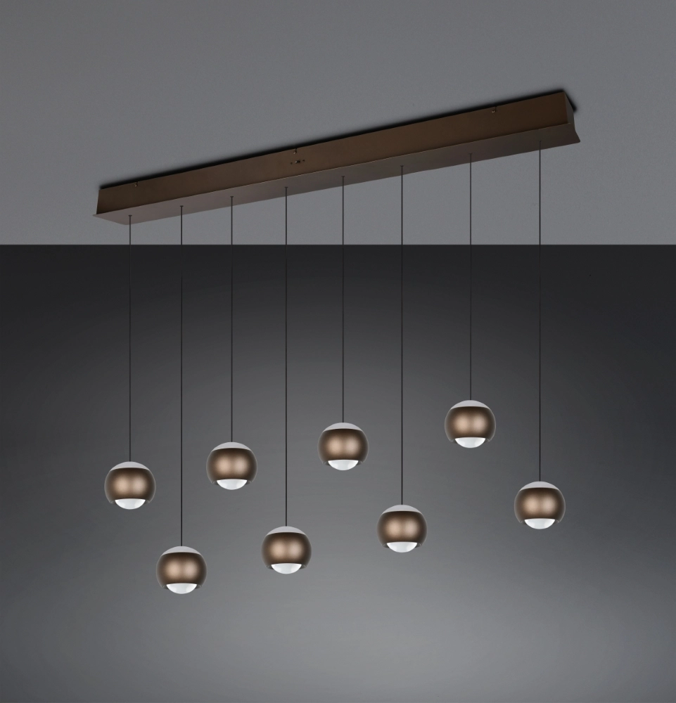 8-Licht LED-Pendellicht Orbit Esstisch – Platinbraun Trio 4017807686616
