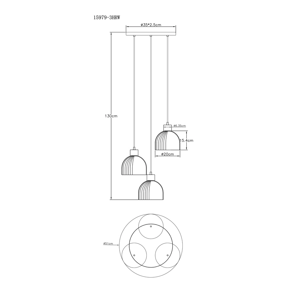 3-Licht Pendellampe Swanson Weiß Globo 9007371592999