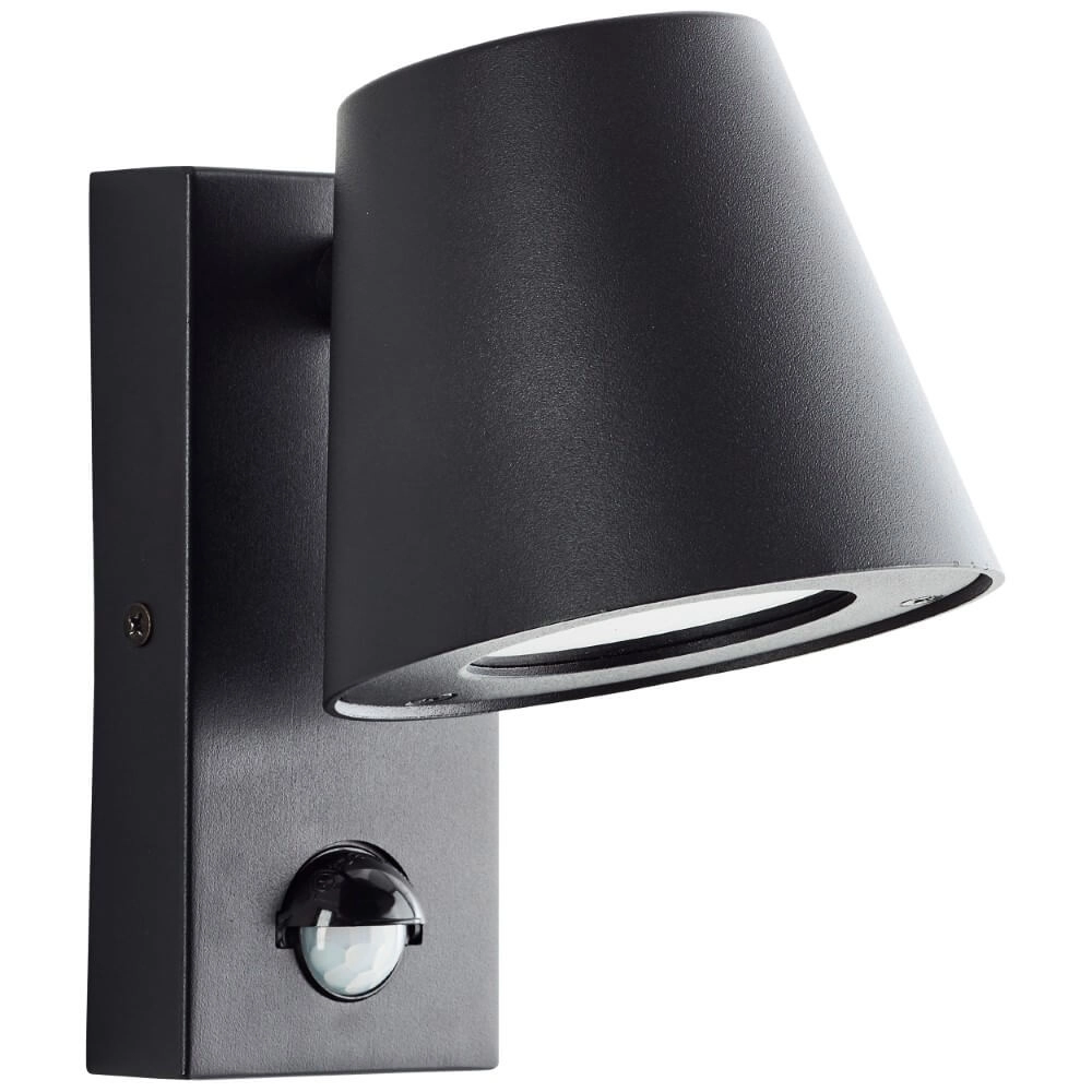 Schwarze Wandlampe Bari mit Sensor Brilliant 4004353435782
