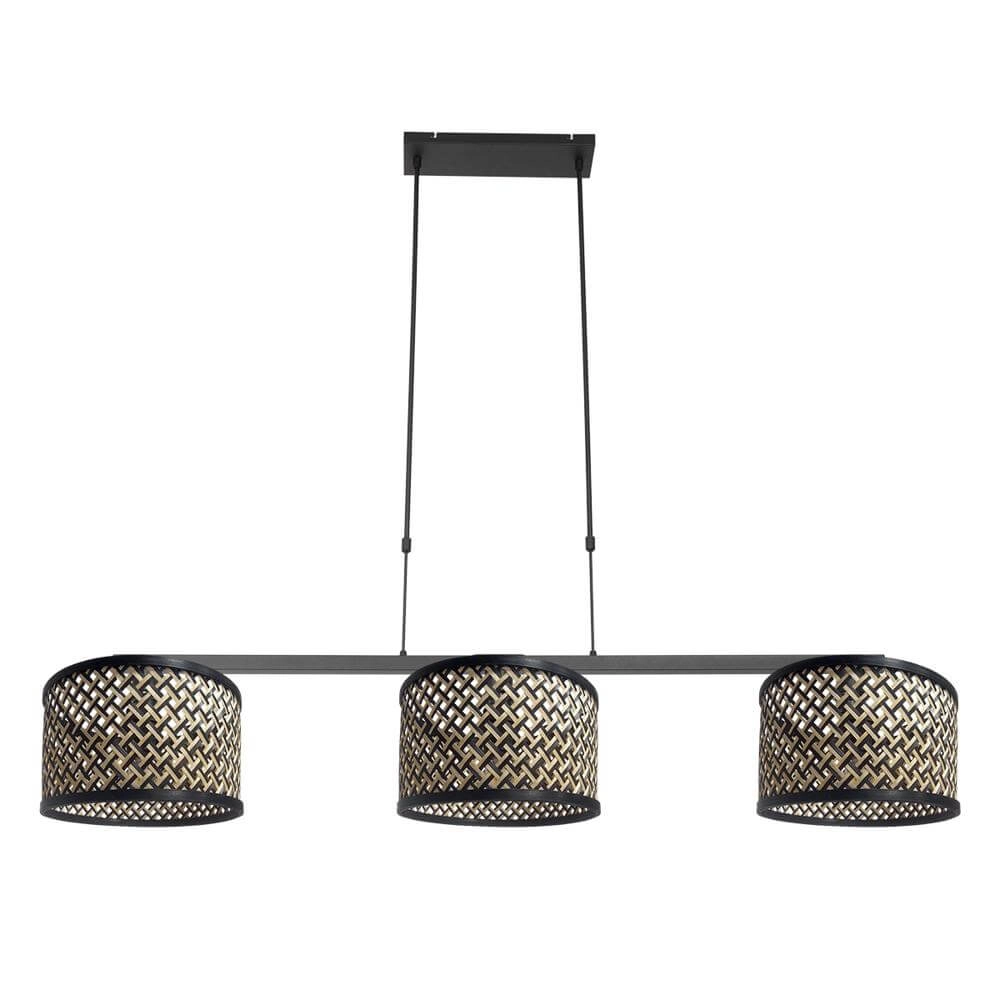 3-flammige Pendelleuchte Stang schwarz mit Bambus Steinhauer 8712746172423