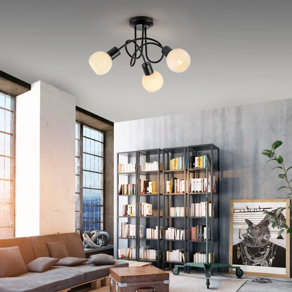 Schwarze Deckenleuchte Loki 3-Licht-Locke Just Light 4043689000783