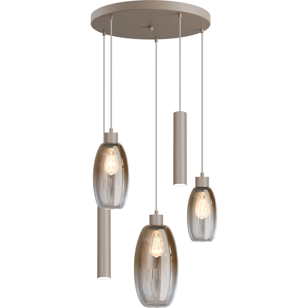 Vide Pendellampe Olive 3x Glas – 2x Lauf – Sand – Ø50 cm