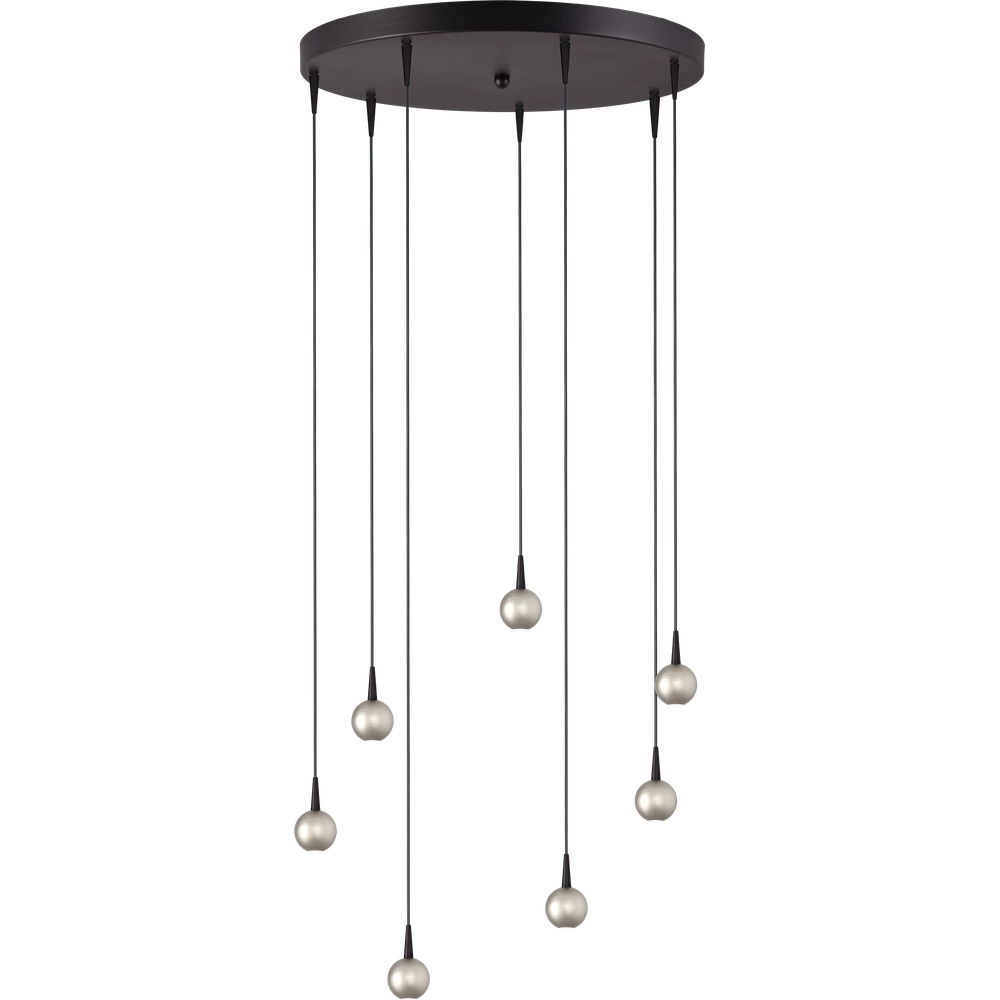 7-Licht Pendellampe Talana schwarz mit Nickel Ø 50cm DTW