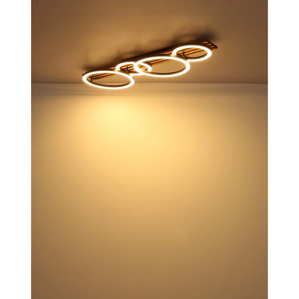 Deckenlampe Tisha 4 schwarze Ringe mit Holz Globo 9007371531578