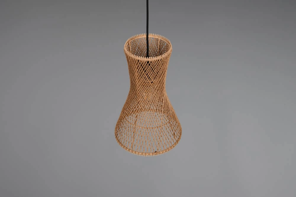 Design-Pendelleuchte Bijou schwarz mit Rattan Ø20cm Trio 4017807637304