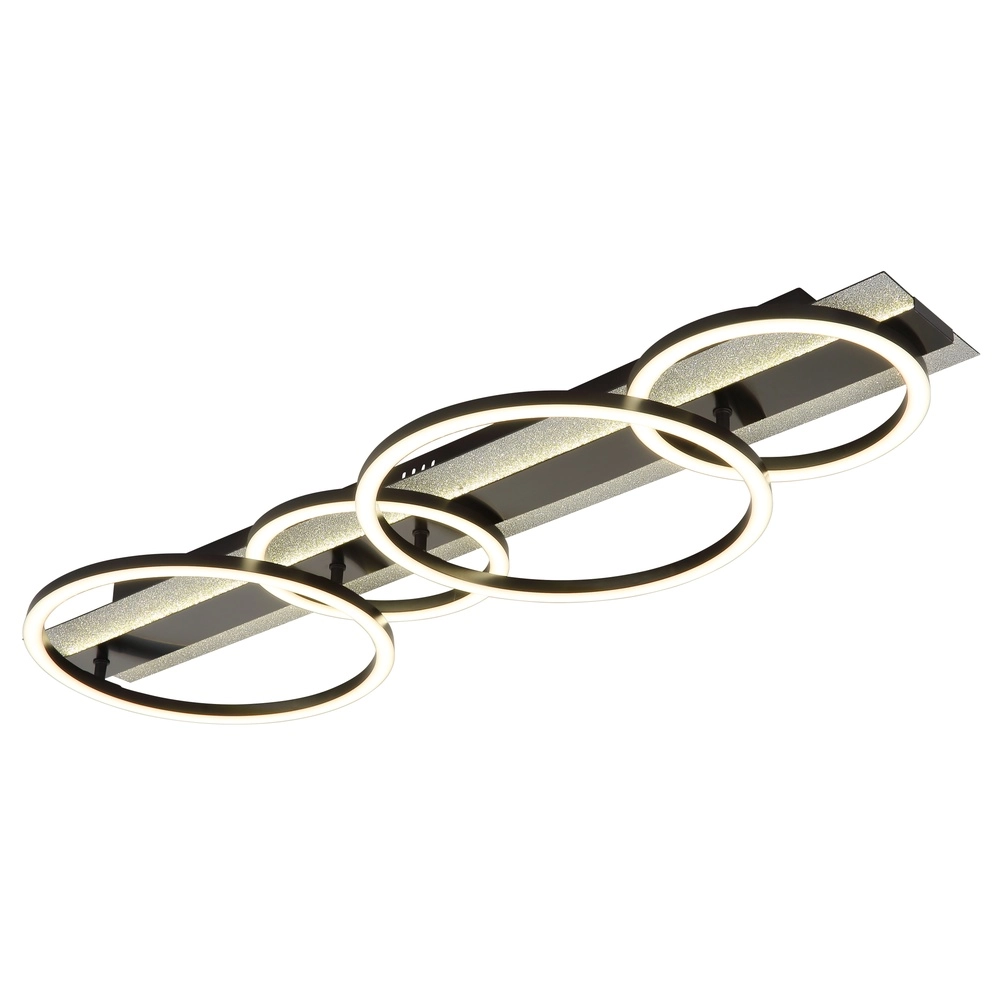 Schwarze Deckenlampe Norberto 4 Ringe