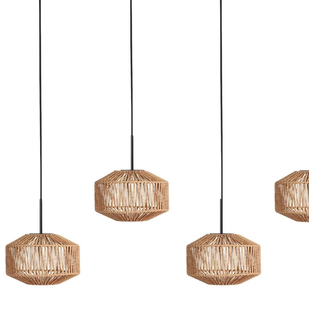 5-Licht Pendellampe gerade Ropex mit Rattanhauben Steinhauer 8712746183245