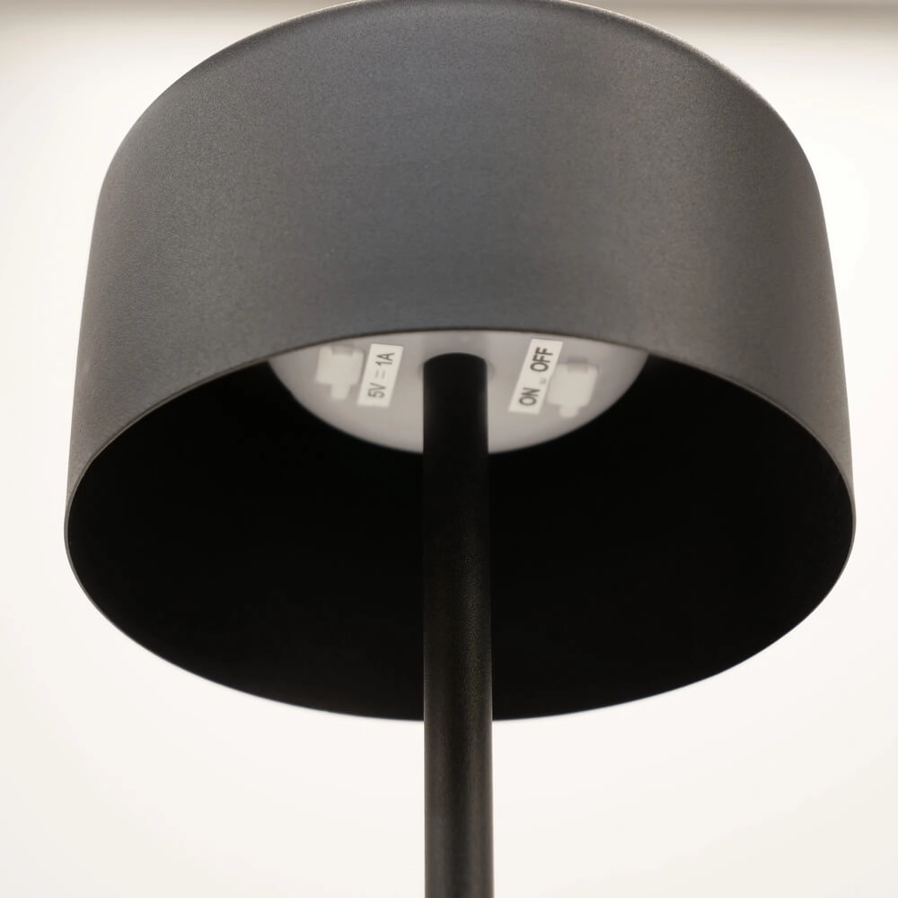 Schlanke Tischleuchte Roccanova Solar Black mit USB Eglo 9008606355037
