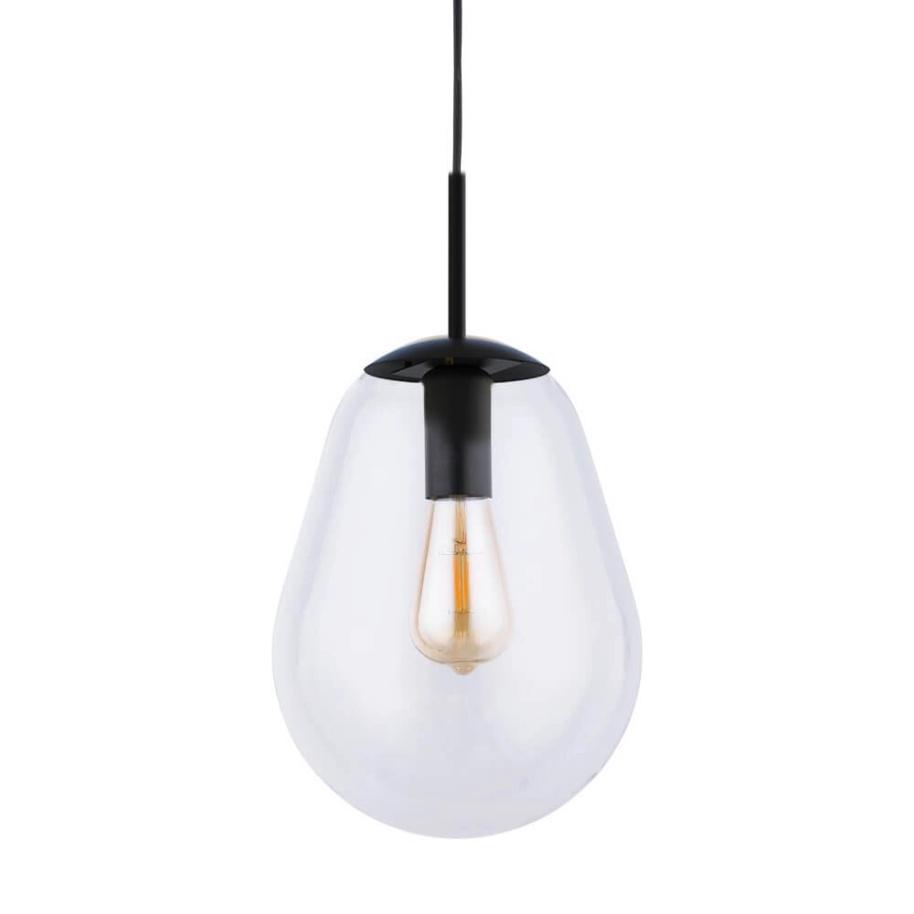 Ø 22cm Hängelampe Pear Small schwarz mit klarem Glas Lyora 5903139780094