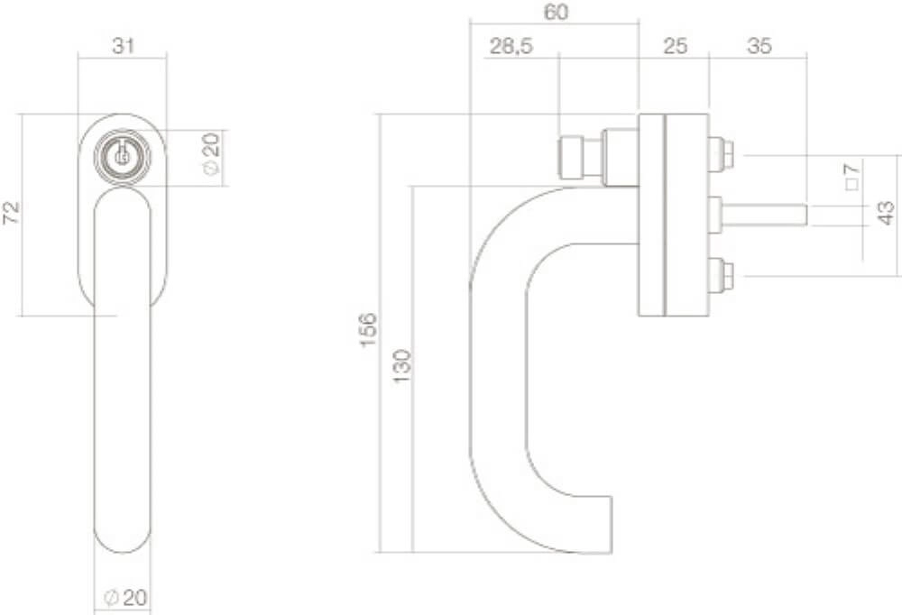 Fenstergriff rund Ventra abschließbarer Edelstahl Intersteel 8714186366677