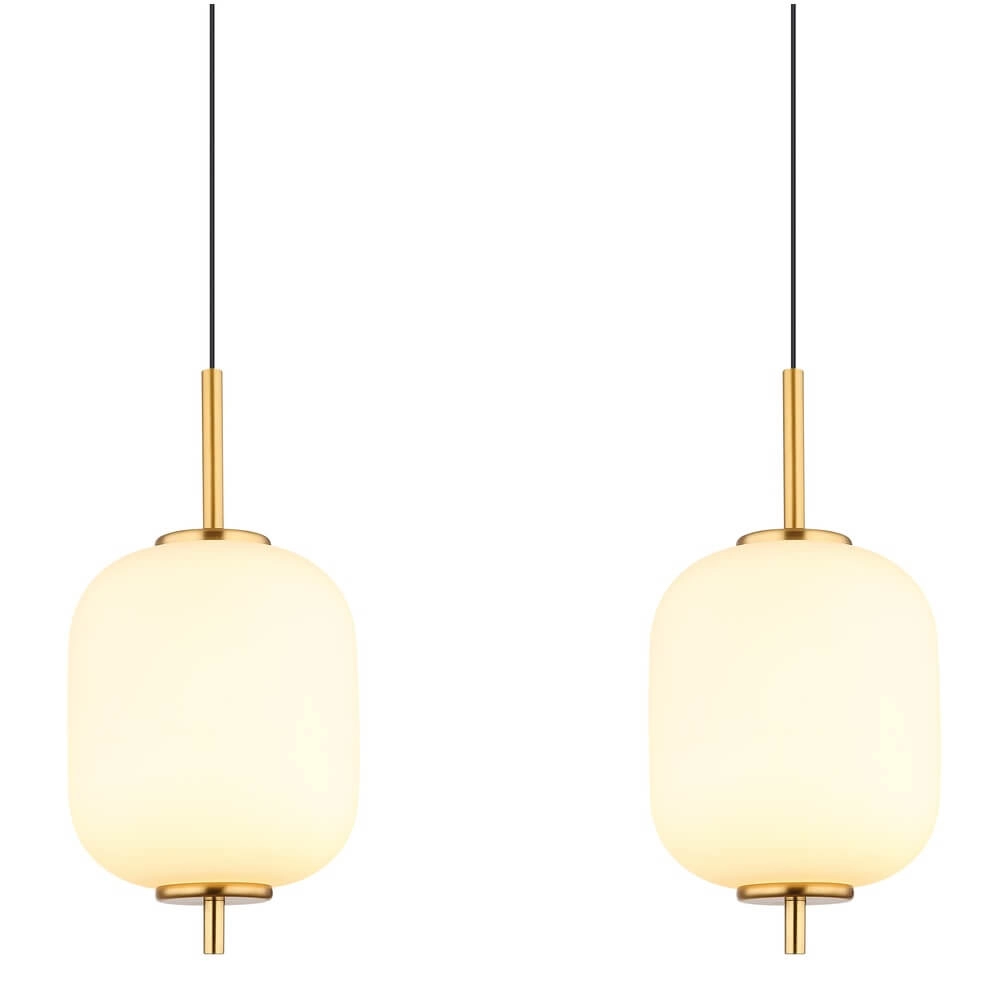 Goldene Pendelleuchte Ewald 4-flammiges Weißglas Globo 9007371449583