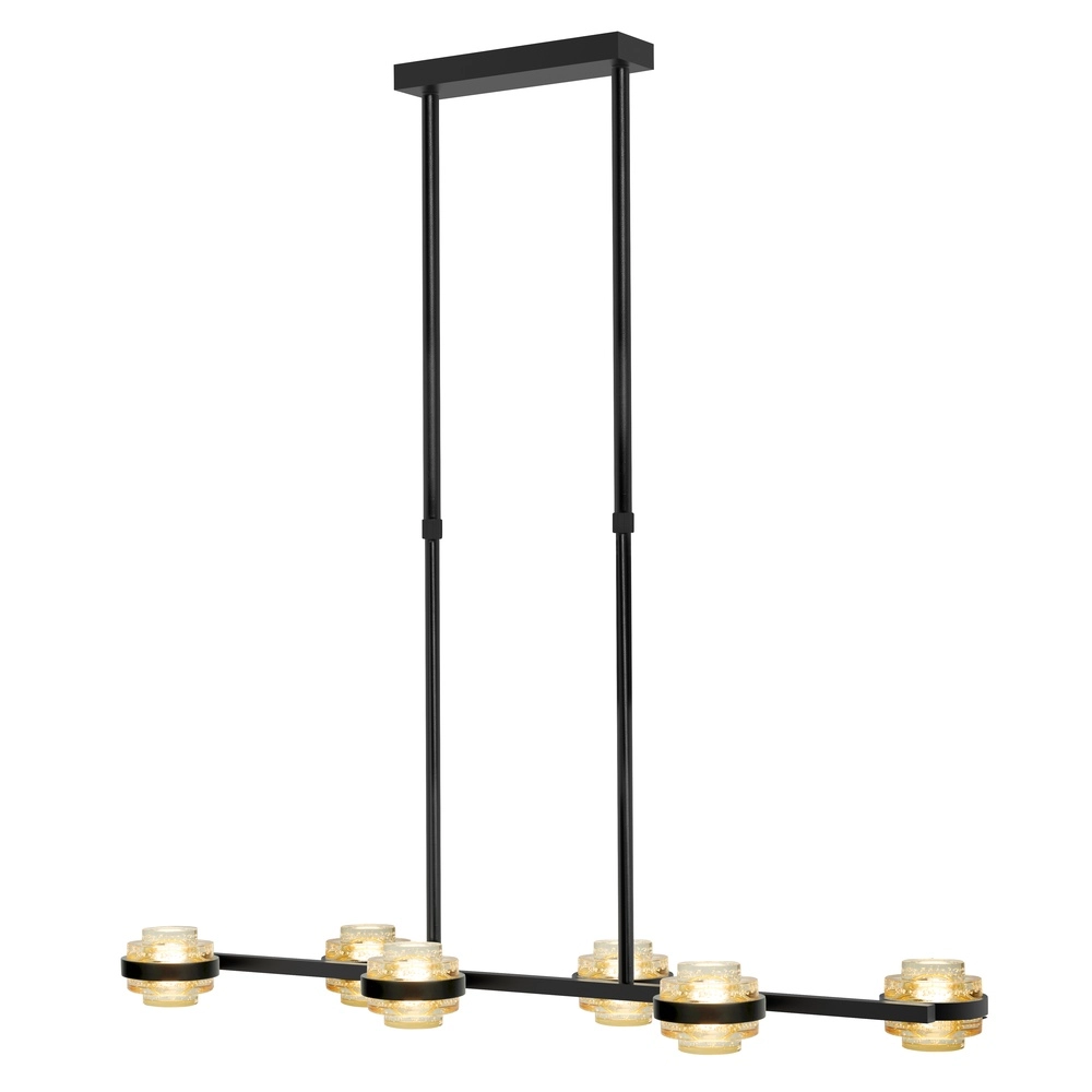 Pendelleuchte Dynasty Schwarzes 5-flammiges Braunglas