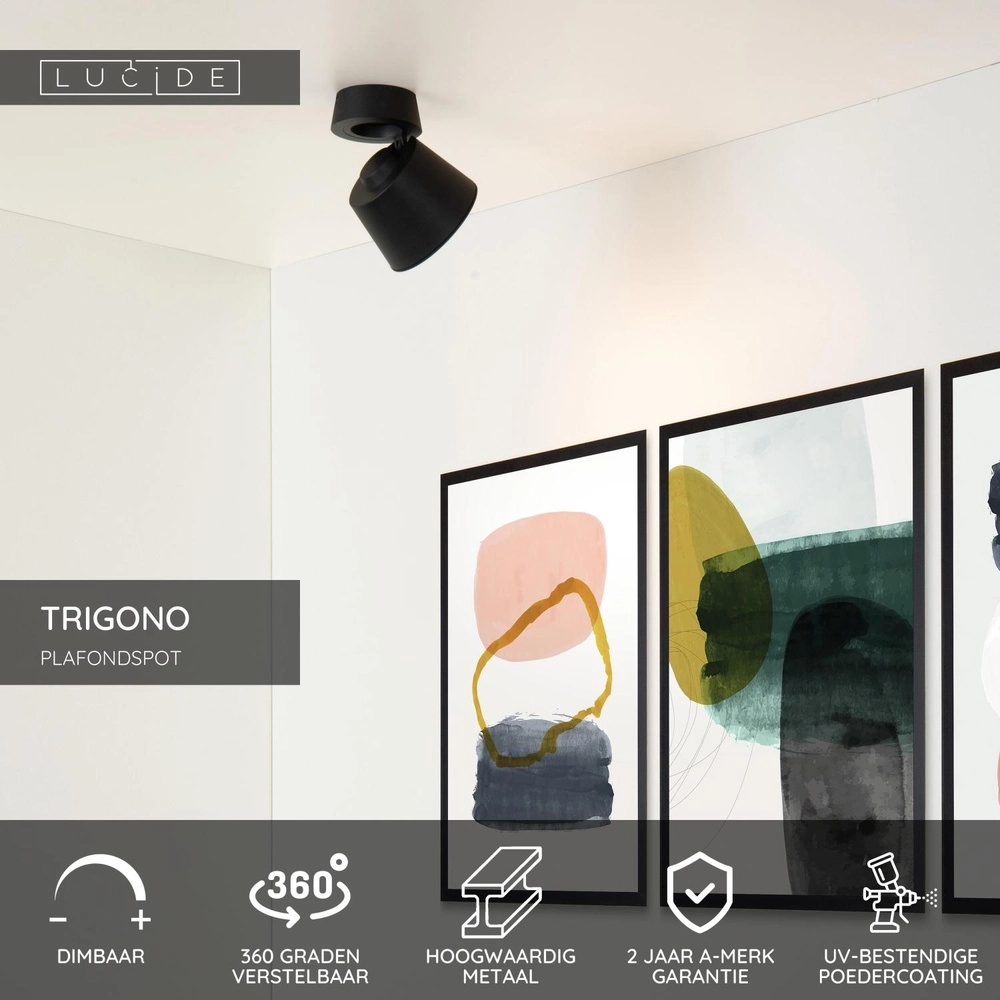Deckenscheinwerfer Trigono Single Black Lucide 5411212093110