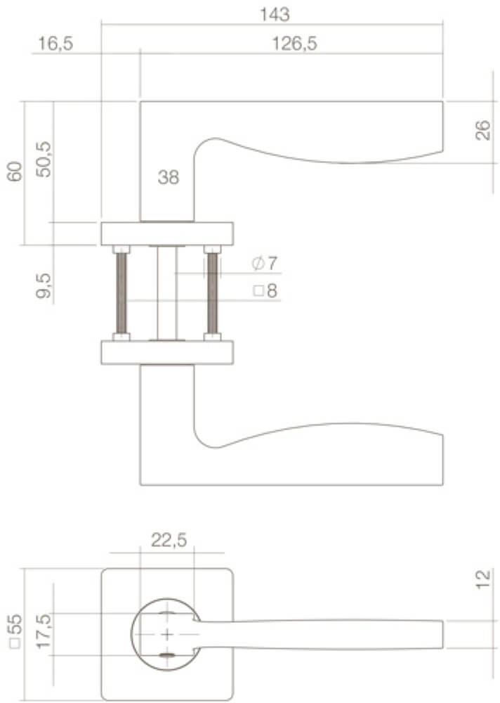 Moderner Türgriff Apollo Quadratisch Schwarz Intersteel 8714186408681