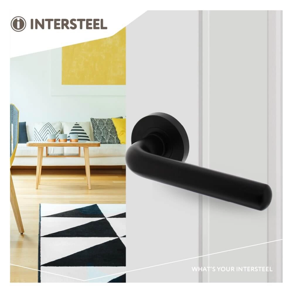 Türklinke Agatha auf Rosette schwarz Intersteel 8714186471098