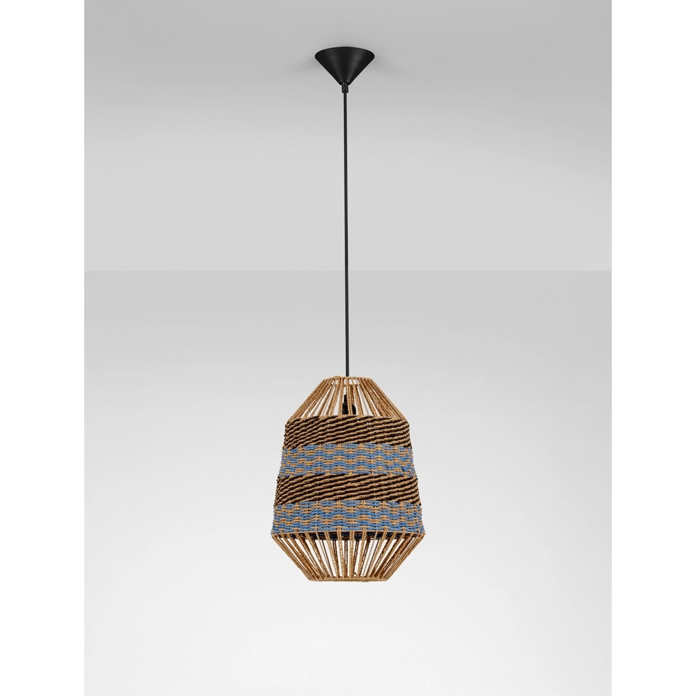 Rattan Pendelleuchte Copos Blau mit Braun Lyora 5212017477361