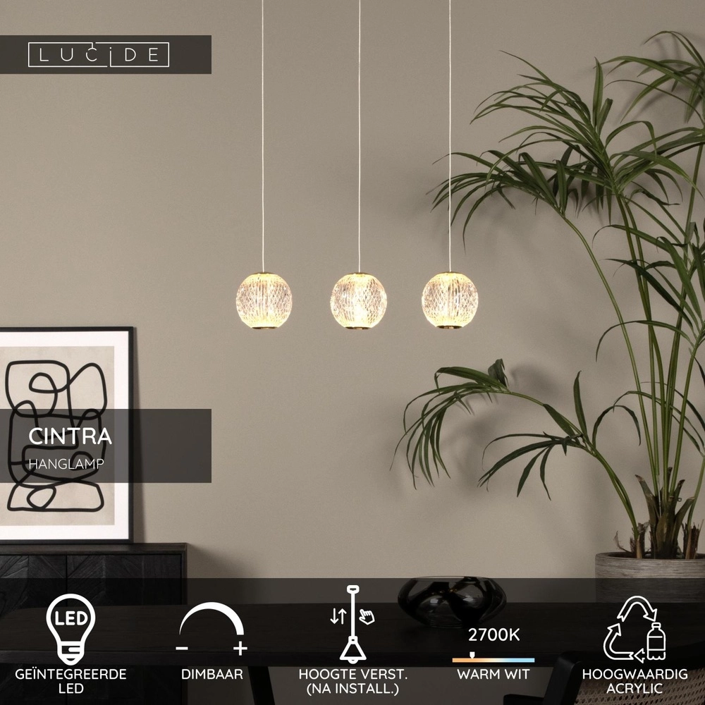 Goldene Pendellampe Cintra 3-Licht Lucide 5411212134387