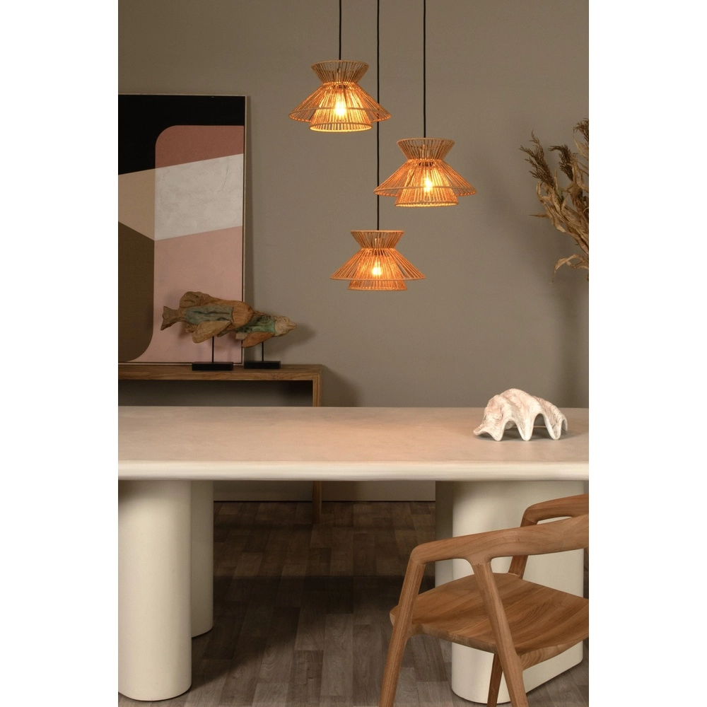Pendellampe Tasman 3-Licht Rattan Lucide 5411212105998