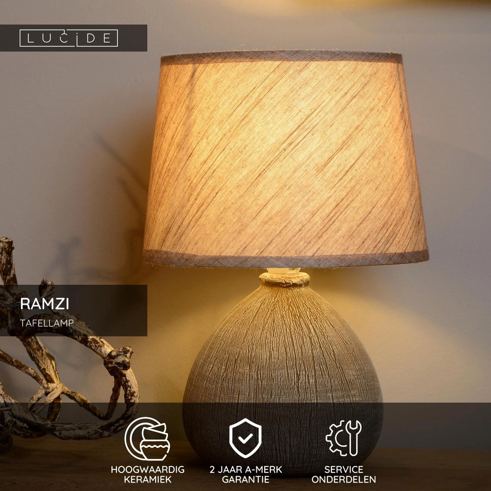 Tischlampe Ramzi Braun Lucide 5411212470188