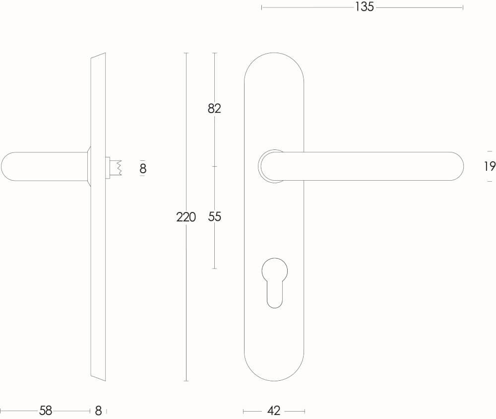 Fester Türgriff Rond PC 55mm Edelstahl Intersteel 8714186060612