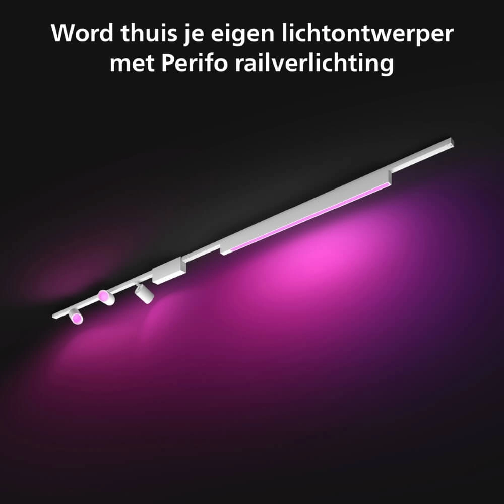 Hue Perifo - White and color Set mit 3 Strahlern und Leiste weiß Philips 8719514407824