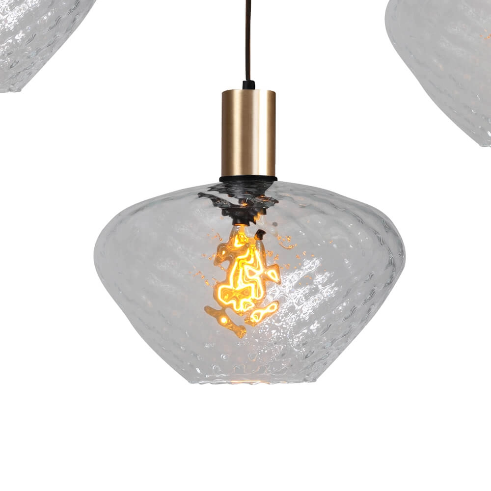 5-flammige Hängelampe - Gold - Porto mit Blossom-Rauchgläsern Masterlight 8718121270210