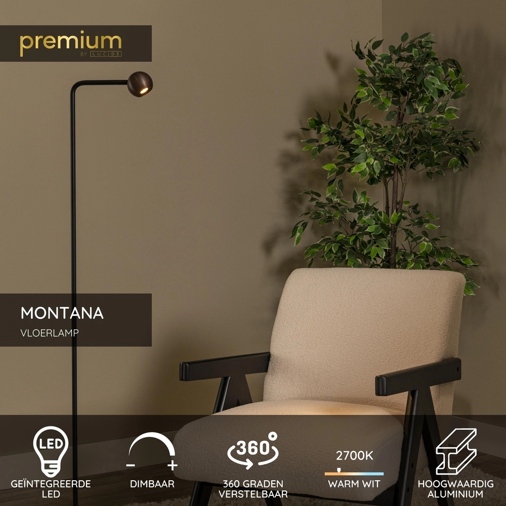Design-Stehlampe Montana Kaffeebraun Premium by Lucide 5411212680211