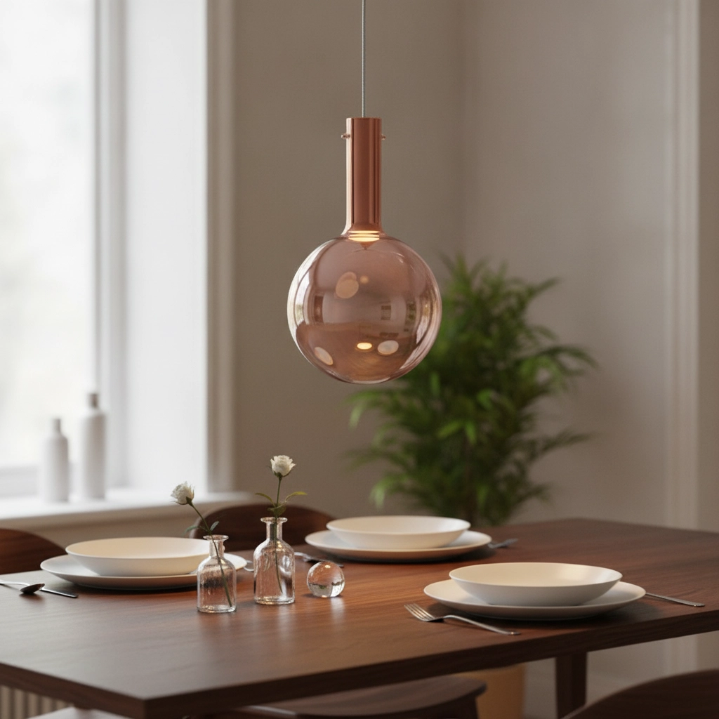 Pendelleuchte Nostos rosafarbenes Glas
