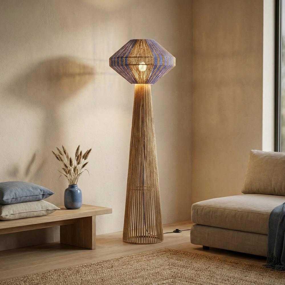 Stehlampe Abby Ø 50cm braun mit blau